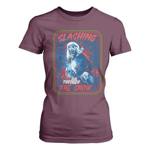 Terrifier Santa Christmas T Shirt For Women Slashing Through The Snow TS14 Maroon Print Your Wear