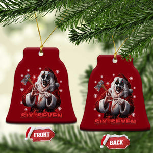 67 Terrifier Santa Horror Christmas Ceramic Ornament Funny Six Seven Meme Holiday Movie - Print Your Wear
