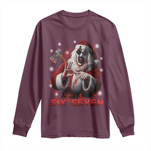 67 Terrifier Santa Horror Christmas Long Sleeve Shirt Funny Six Seven Meme Holiday Movie TS14 Maroon Print Your Wear