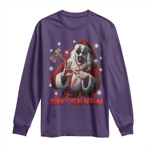 67 Terrifier Santa Horror Christmas Long Sleeve Shirt Funny Six Seven Meme Holiday Movie TS14 Purple Print Your Wear