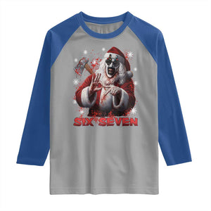 67 Terrifier Santa Horror Christmas Raglan Shirt Funny Six Seven Meme Holiday Movie TS14 Sport Gray Royal Print Your Wear