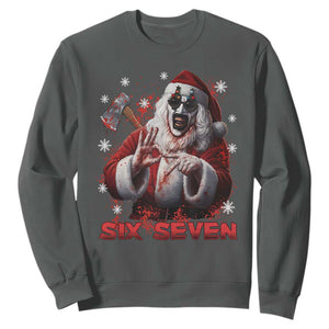 67 Terrifier Santa Horror Christmas Sweatshirt Funny Six Seven Meme Holiday Movie TS14 Dark Heather Print Your Wear