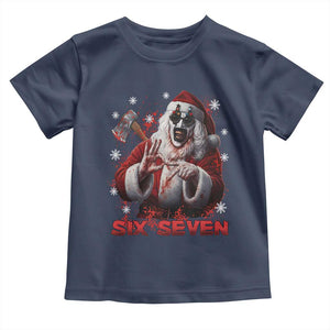 67 Terrifier Santa Horror Christmas Toddler T Shirt Funny Six Seven Meme Holiday Movie TS14 Navy Print Your Wear