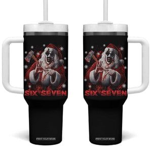 67 Terrifier Santa Horror Christmas Tumbler With Handle Funny Six Seven Meme Holiday Movie TS14 One Size: 40 oz Black Print Your Wear