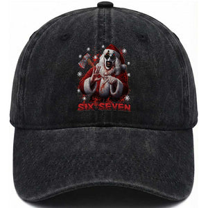 67 Terrifier Santa Horror Christmas Washed Cotton Baseball Cap Funny Six Seven Meme Holiday Movie TS14 Washed Cap Universal Fit Black Print Your Wear