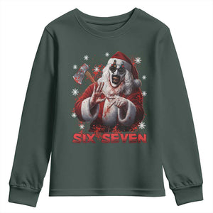 67 Terrifier Santa Horror Christmas Youth Sweatshirt Funny Six Seven Meme Holiday Movie TS14 Dark Forest Green Print Your Wear