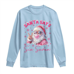 67 Six Seven Pink Santa Christmas Meme Long Sleeve Shirt TS14 Light Blue Print Your Wear