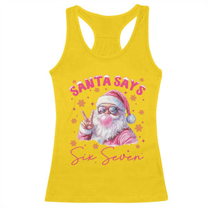 67 Six Seven Pink Santa Christmas Meme Racerback Tank Top - Print Your Wear