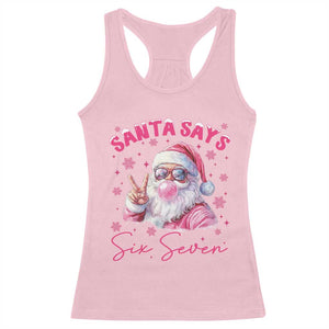 67 Six Seven Pink Santa Christmas Meme Racerback Tank Top - Print Your Wear