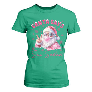 67 Six Seven Pink Santa Christmas Meme T Shirt For Women - Print Your Wear