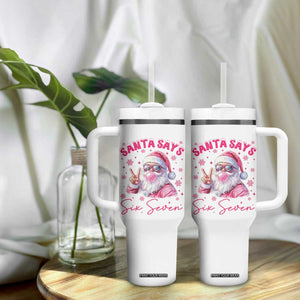 67 Six Seven Pink Santa Christmas Meme Tumbler With Handle TS14 Print Your Wear