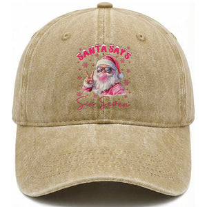 67 Six Seven Pink Santa Christmas Meme Washed Cotton Baseball Cap TS14 Washed Cap Universal Fit Khaki Print Your Wear