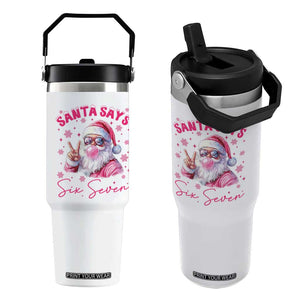 67 Six Seven Pink Santa Christmas Meme Flip Straw Tumbler TS14 One Size: 30 oz White Print Your Wear