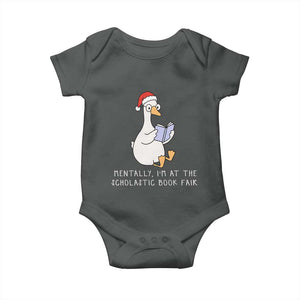 Silly Goose Bookish Christmas Baby Onesie Mentally I Am At The Scholastic Book Fair TS14 Dark Heather Print Your Wear