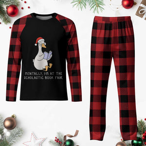 Silly Goose Bookish Christmas Plaid Pajama Set Mentally I Am At The Scholastic Book Fair TS14 Buffalo Plaid Print Your Wear