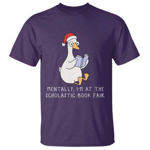Silly Goose Bookish Christmas T Shirt Mentally I Am At The Scholastic Book Fair TS14 Purple Print Your Wear
