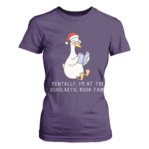 Silly Goose Bookish Christmas T Shirt For Women Mentally I Am At The Scholastic Book Fair TS14 Purple Print Your Wear