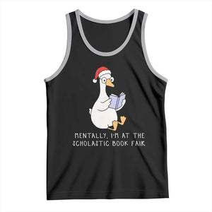 Silly Goose Bookish Christmas Tank Top Mentally I Am At The Scholastic Book Fair TS14 Black Athletic Heather Print Your Wear
