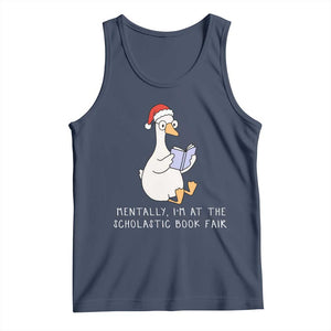 Silly Goose Bookish Christmas Tank Top Mentally I Am At The Scholastic Book Fair TS14 Navy Print Your Wear