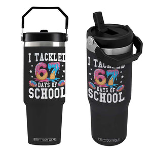 67 Days Of School Flip Straw Tumbler Six Seven Sports American Football Ice Cream Drip TS14 One Size: 30 oz Black Print Your Wear