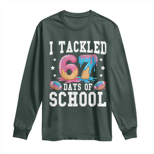 67 Days Of School Long Sleeve Shirt Six Seven Sports American Football Ice Cream Drip TS14 Dark Forest Green Print Your Wear