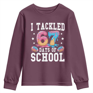 67 Days Of School Youth Sweatshirt Six Seven Sports American Football Ice Cream Drip TS14 Maroon Print Your Wear