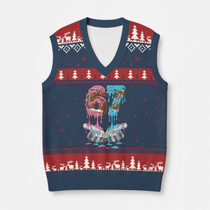 67 Football Meme V-Neck Knit Sweater Vest Six Seven Sports American Football Ice Cream Drip TS14 Navy Red Print Your Wear