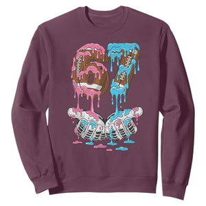 67 Football Meme Sweatshirt Six Seven Sports American Football Ice Cream Drip TS14 Maroon Print Your Wear