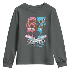 67 Football Meme Youth Sweatshirt Six Seven Sports American Football Ice Cream Drip TS14 Dark Heather Print Your Wear