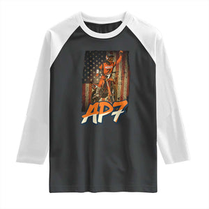 Dirt Bike American Flag Raglan Shirt TS14 Black White Print Your Wear