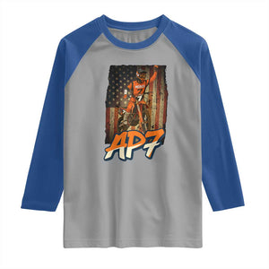 Dirt Bike American Flag Raglan Shirt TS14 Sport Gray Royal Print Your Wear