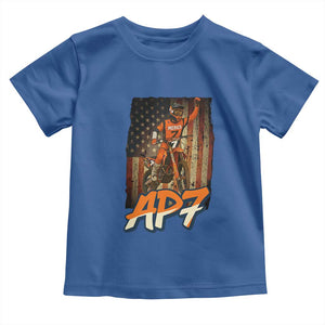 Dirt Bike American Flag Toddler T Shirt TS14 Royal Blue Print Your Wear