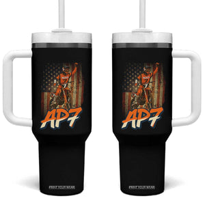 Dirt Bike American Flag Tumbler With Handle TS14 One Size: 40 oz Black Print Your Wear