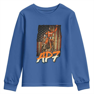 Dirt Bike American Flag Youth Sweatshirt TS14 Royal Blue Print Your Wear