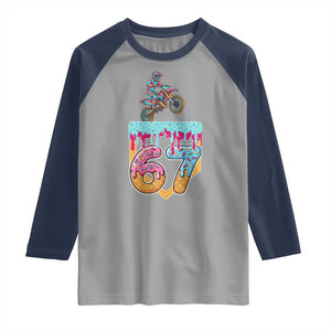 67 Six Seven Meme Raglan Shirt Funny Dirt Bike Motocross Ice Cream Drip TS14 Sport Gray Navy Print Your Wear