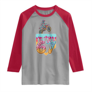 67 Six Seven Meme Raglan Shirt Funny Dirt Bike Motocross Ice Cream Drip TS14 Sport Gray Red Print Your Wear