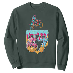 67 Six Seven Meme Sweatshirt Funny Dirt Bike Motocross Ice Cream Drip TS14 Dark Forest Green Print Your Wear