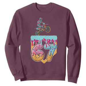 67 Six Seven Meme Sweatshirt Funny Dirt Bike Motocross Ice Cream Drip TS14 Maroon Print Your Wear