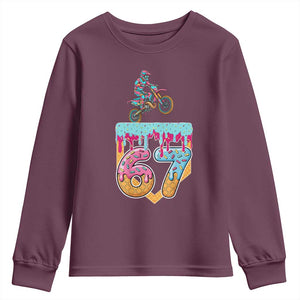 67 Six Seven Meme Youth Sweatshirt Funny Dirt Bike Motocross Ice Cream Drip TS14 Maroon Print Your Wear