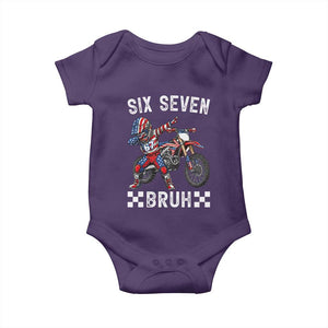 67 Bruh Meme Baby Onesie Funny Six Seven Dirt Bike Patriotic American Flag TS14 Purple Print Your Wear