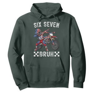 67 Bruh Meme Hoodie Funny Six Seven Dirt Bike Patriotic American Flag TS14 Dark Forest Green Print Your Wear