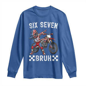67 Bruh Meme Long Sleeve Shirt Funny Six Seven Dirt Bike Patriotic American Flag TS14 Royal Blue Print Your Wear