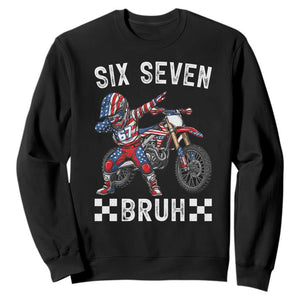 67 Bruh Meme Sweatshirt Funny Six Seven Dirt Bike Patriotic American Flag TS14 Black Print Your Wear