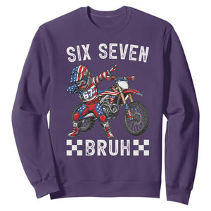 67 Bruh Meme Sweatshirt Funny Six Seven Dirt Bike Patriotic American Flag TS14 Purple Print Your Wear