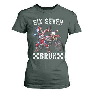 67 Bruh Meme T Shirt For Women Funny Six Seven Dirt Bike Patriotic American Flag TS14 Dark Forest Green Print Your Wear
