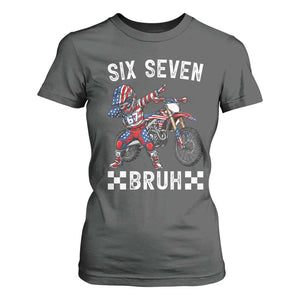 67 Bruh Meme T Shirt For Women Funny Six Seven Dirt Bike Patriotic American Flag TS14 Dark Heather Print Your Wear