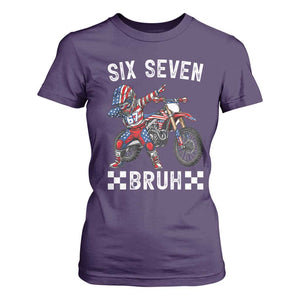 67 Bruh Meme T Shirt For Women Funny Six Seven Dirt Bike Patriotic American Flag TS14 Purple Print Your Wear