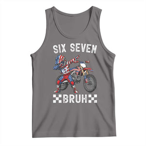67 Bruh Meme Tank Top Funny Six Seven Dirt Bike Patriotic American Flag TS14 Deep Heather Print Your Wear