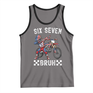 67 Bruh Meme Tank Top Funny Six Seven Dirt Bike Patriotic American Flag TS14 Deep Heather Black Print Your Wear