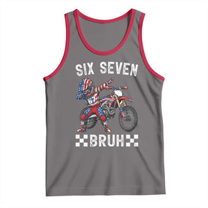 67 Bruh Meme Tank Top Funny Six Seven Dirt Bike Patriotic American Flag TS14 Deep Heather Red Print Your Wear
